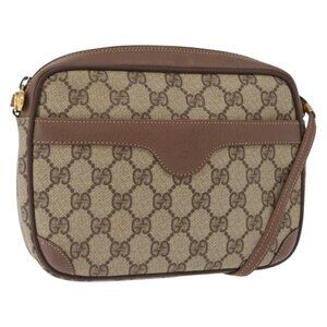 Authentic GUCCI GG Supreme Shoulder Bag PVC Beige Gold 007 115 6423